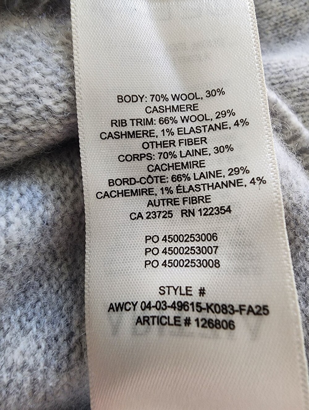 Wilfred Aritzia Cherub Gray Wool Cashmere Short Sleeve Knit Top Size M - Picture 13 of 15